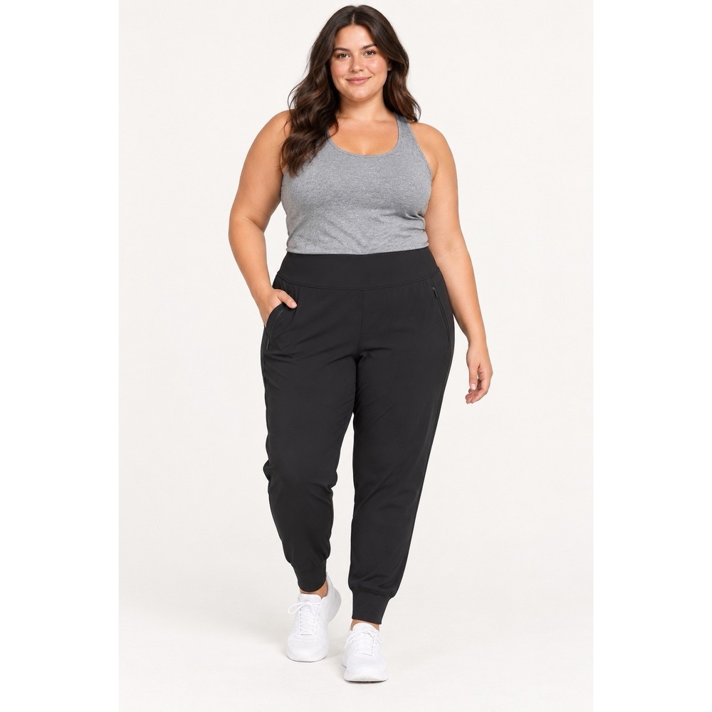 Athleta Venice High Rise Jogger Pants Women's 1X Black Stretch Zip Pockets